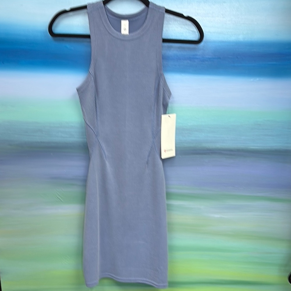 Lululemon Size 2 Ribbed soft stream slim fit tank dress Light Blue
